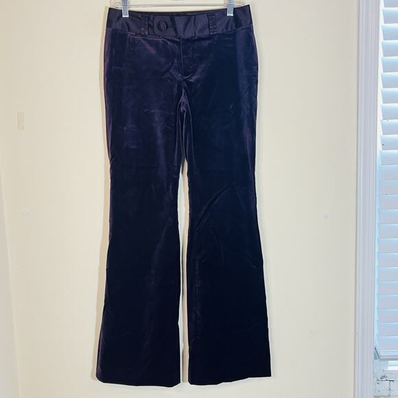 Banana Republic Womens 6 Martin Fit Wide Leg Pants Plum Velvet Velour Party - Picture 1 of 8
